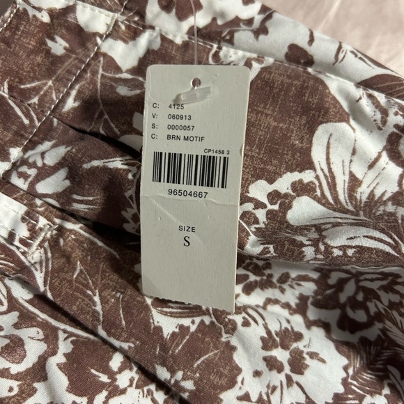 High Waist Brown and White Floral Shorts - Picture 3 of 6